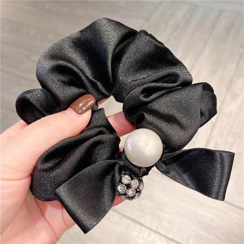 Women Vintage Crystal Headband Full Diamond Ball Fabric Bow Hair Tie