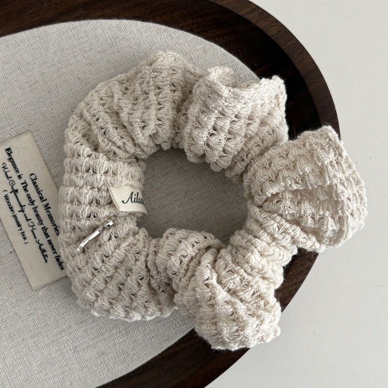 Women's Autumn Winter Knitted Wool Elastic Bun Hairband Solid Color