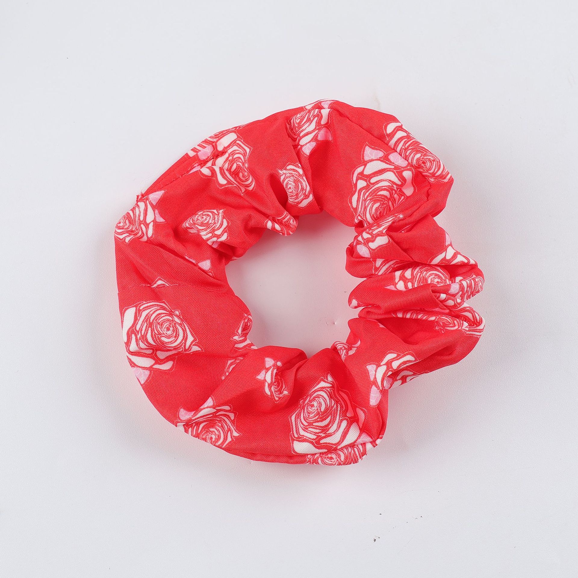Women's Vintage Elastic Fabric Headband Hair Tie Red White Floral