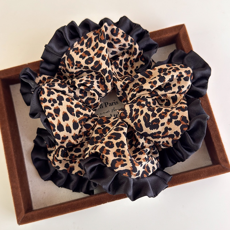 Women's Elegant Retro Satin Ruffle Party Hair Tie Leopard Print
