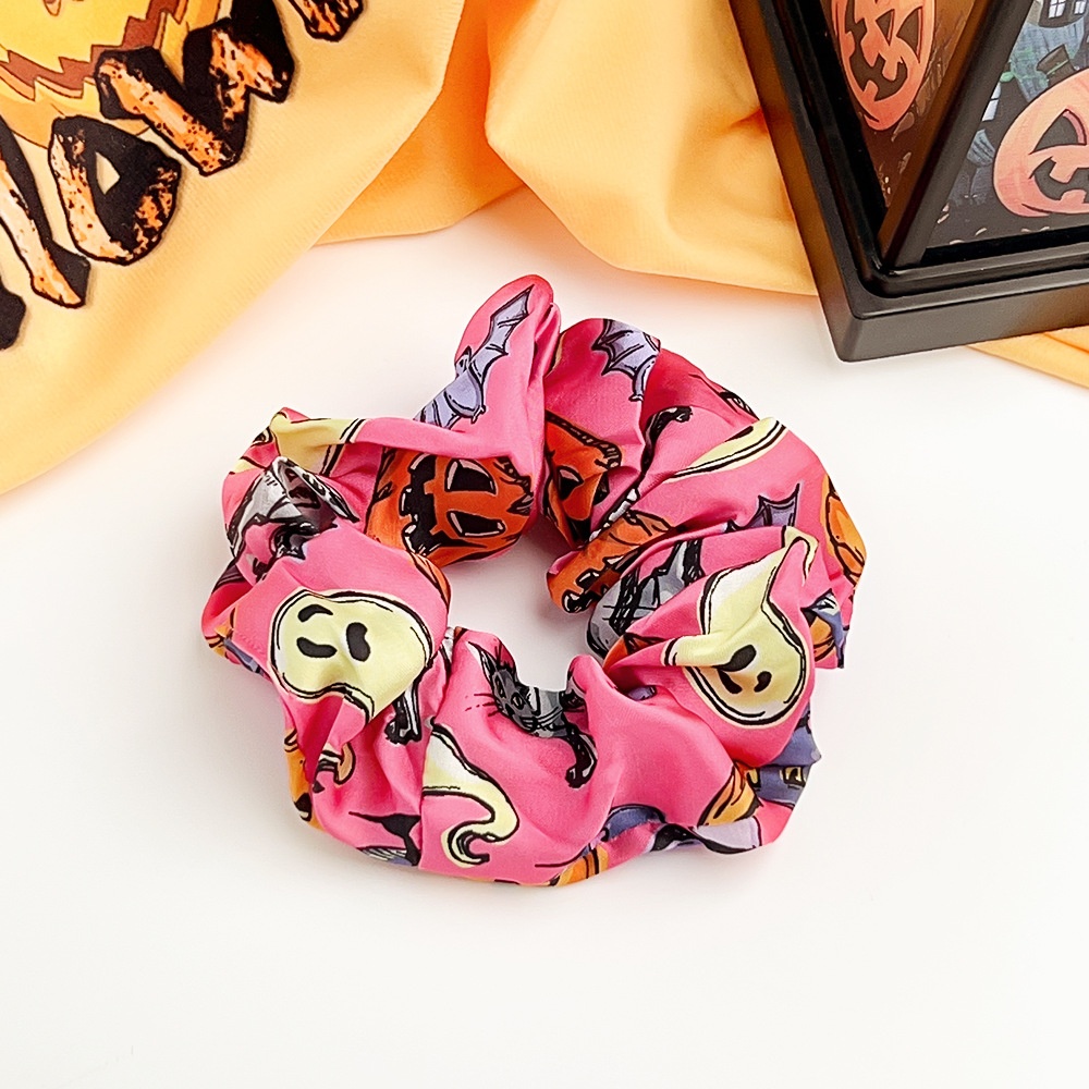 Women's Halloween Cloth Elastic Scrunchies Retro Pumpkin Skull