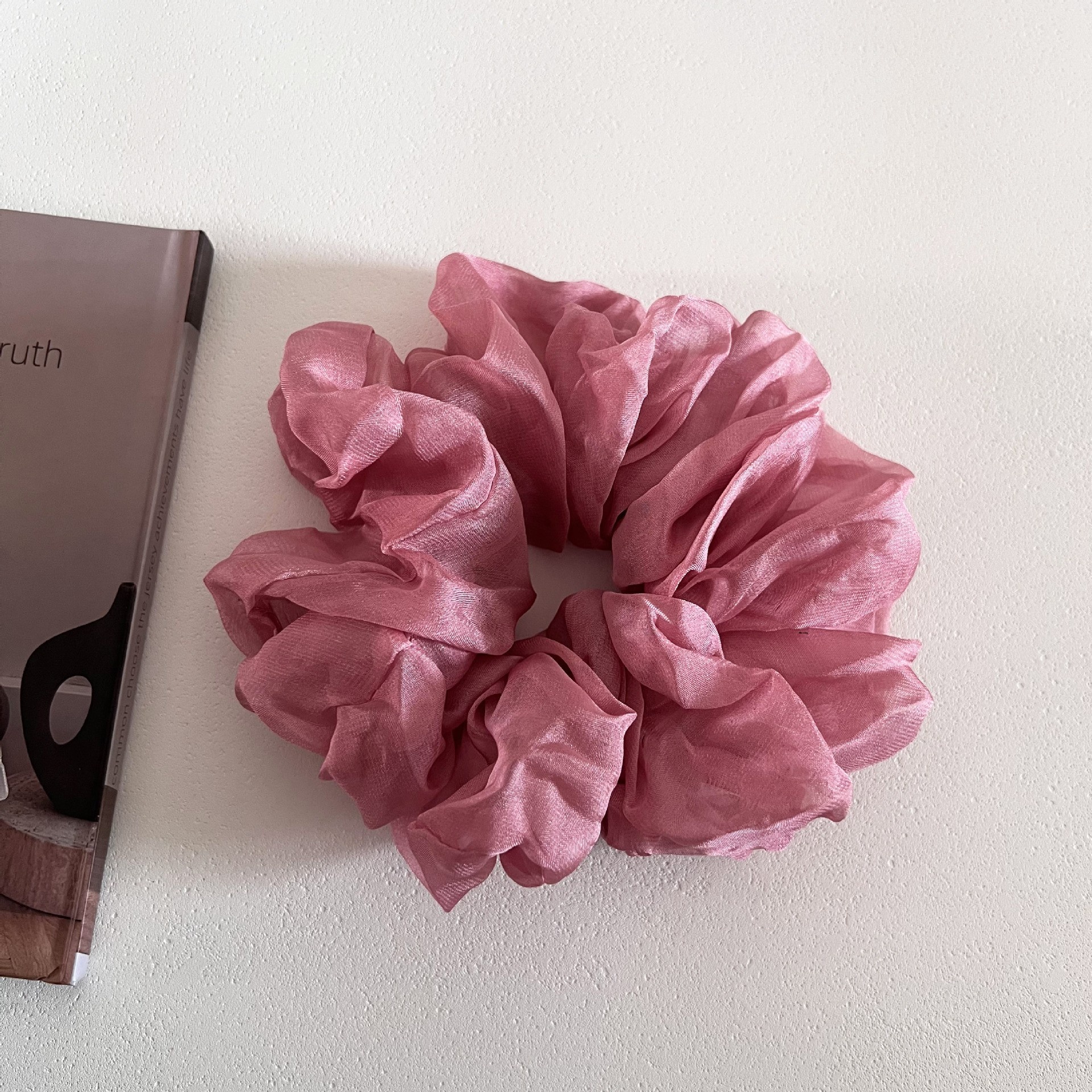 Women's Soft Mesh Loose Bun Hair Tie French Gauze Scrunchie Solid Color