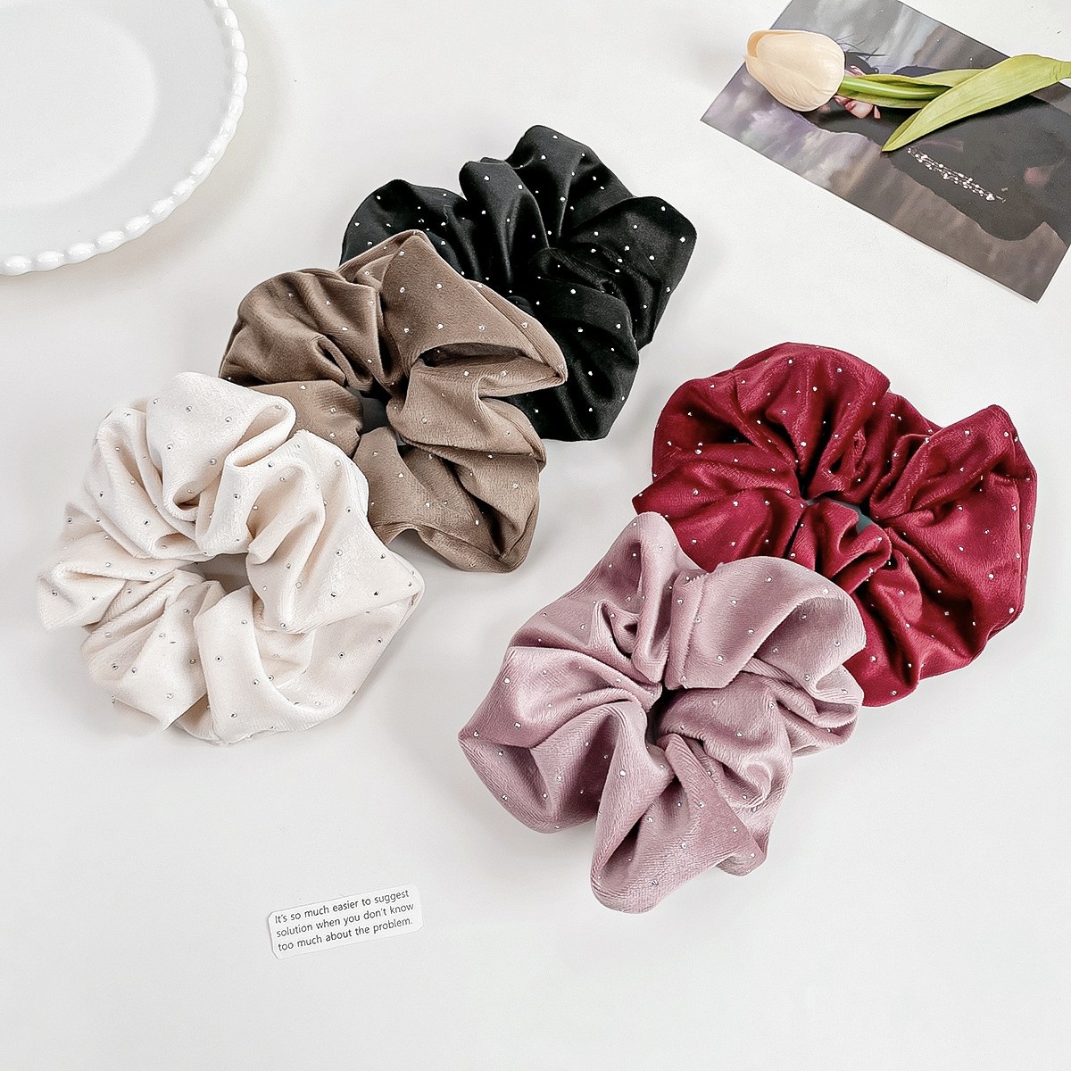 Women's Satin Elastic Hair Ties All Season Office Accessories Circle Pattern