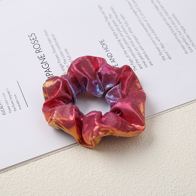 Women's Sparkly Large Bowknot Cloth Hair Tie Laser AB Rainbow