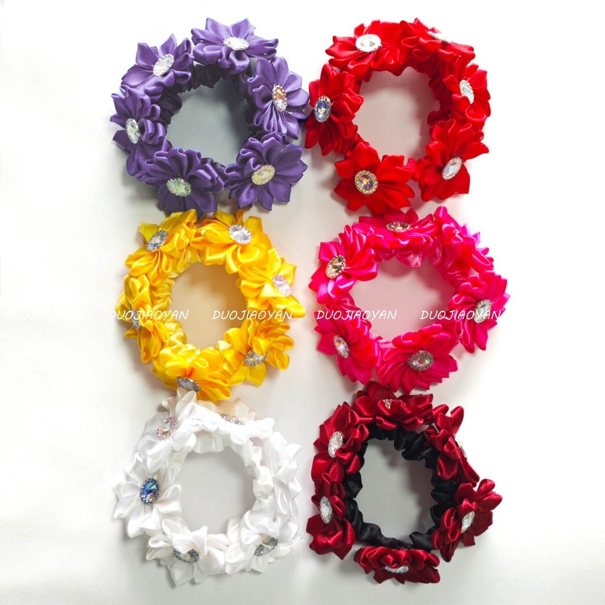 Women's Handmade Fabric Vacation Hair Tie Bun Maker Multi-Color Floral