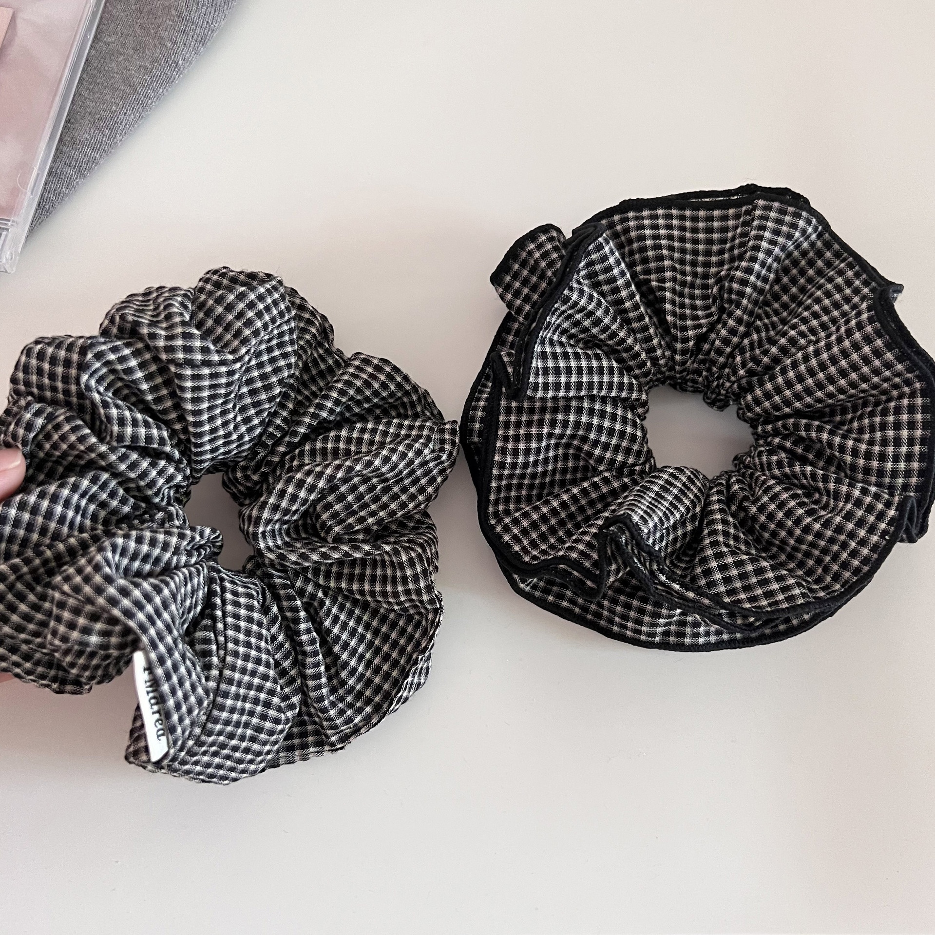 Women's Vintage Plaid Cloth Hair Tie Checkered Scrunchie Fashion Accessory