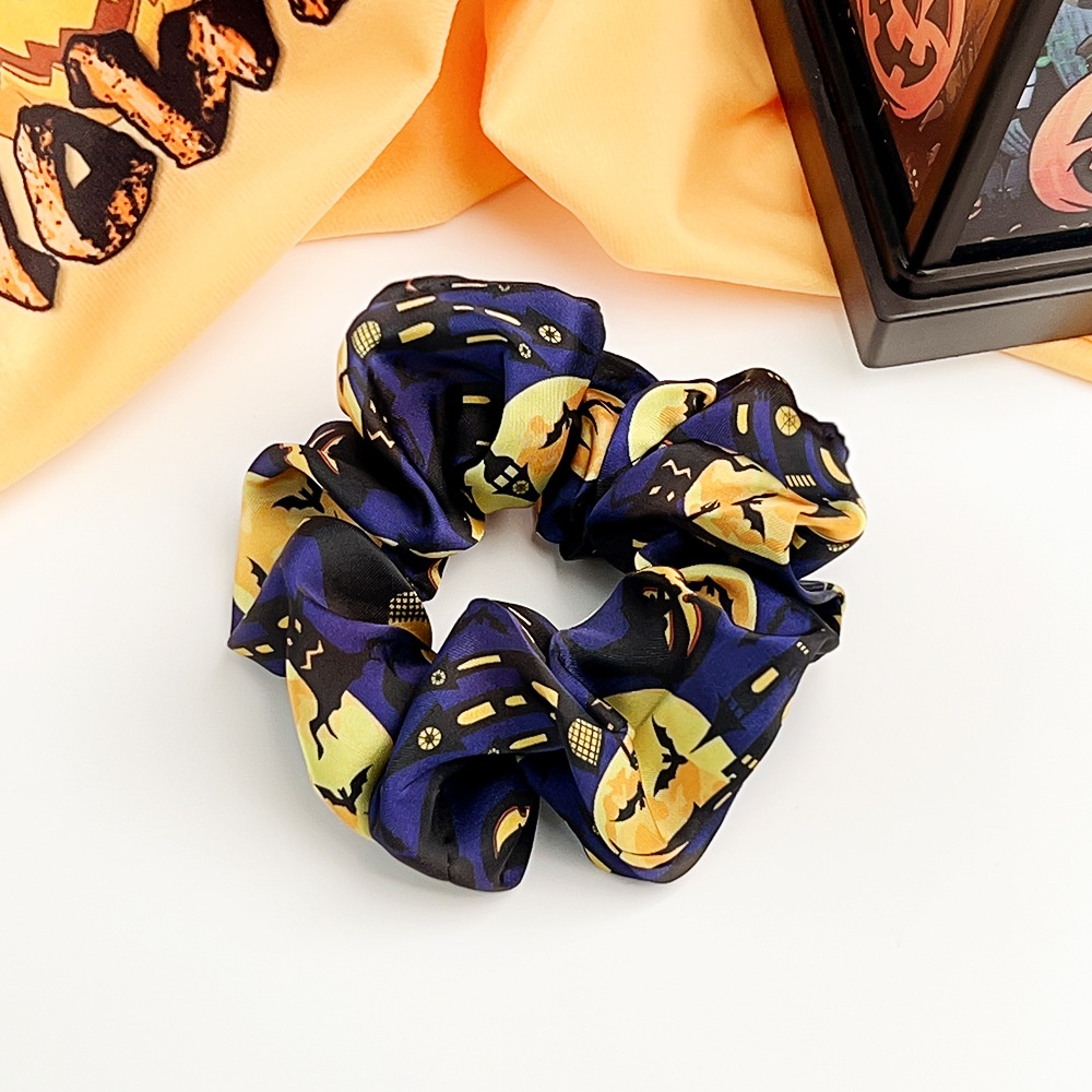 Women's Halloween Cloth Elastic Scrunchies Retro Pumpkin Skull
