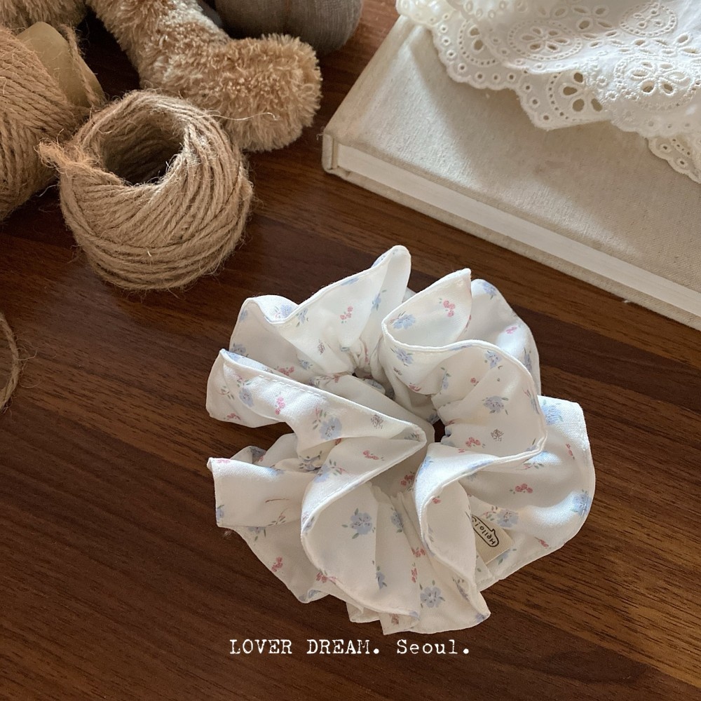 Women's Spring Cloth Bowknot Hair Tie in Navy Blue Ditsy Floral