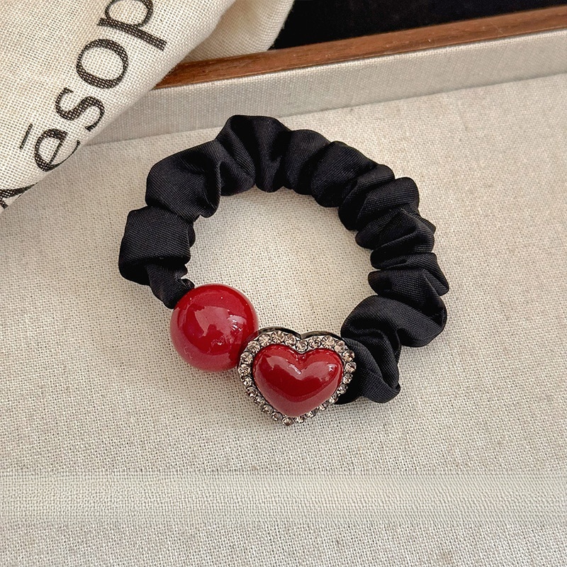 Women's Beaded Cloth Hair Tie Elastic Bun Maker Heart Polka Dot Gradient