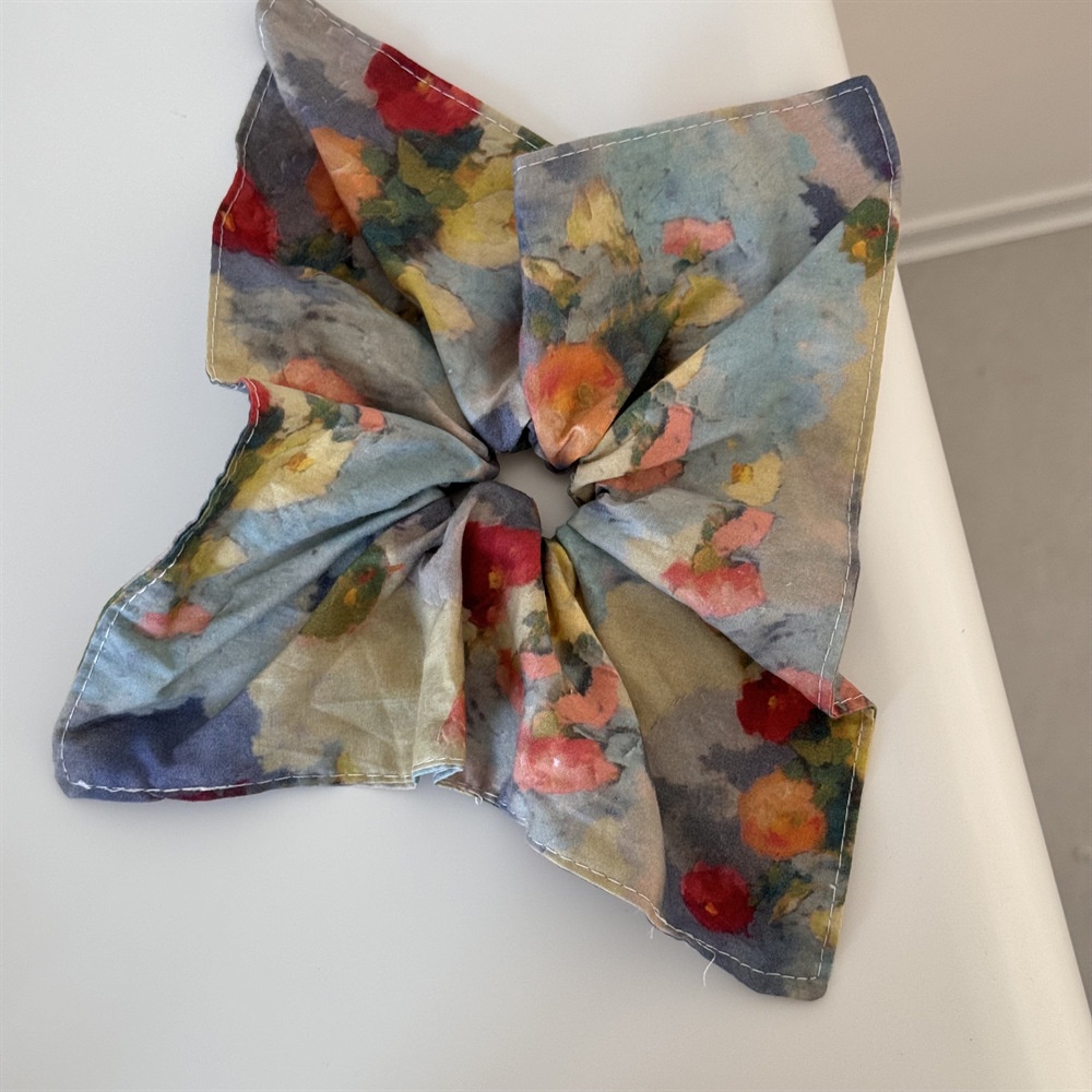 Women's Cloth Elastic Scarf Hair Tie Retro Oil Painting Floral