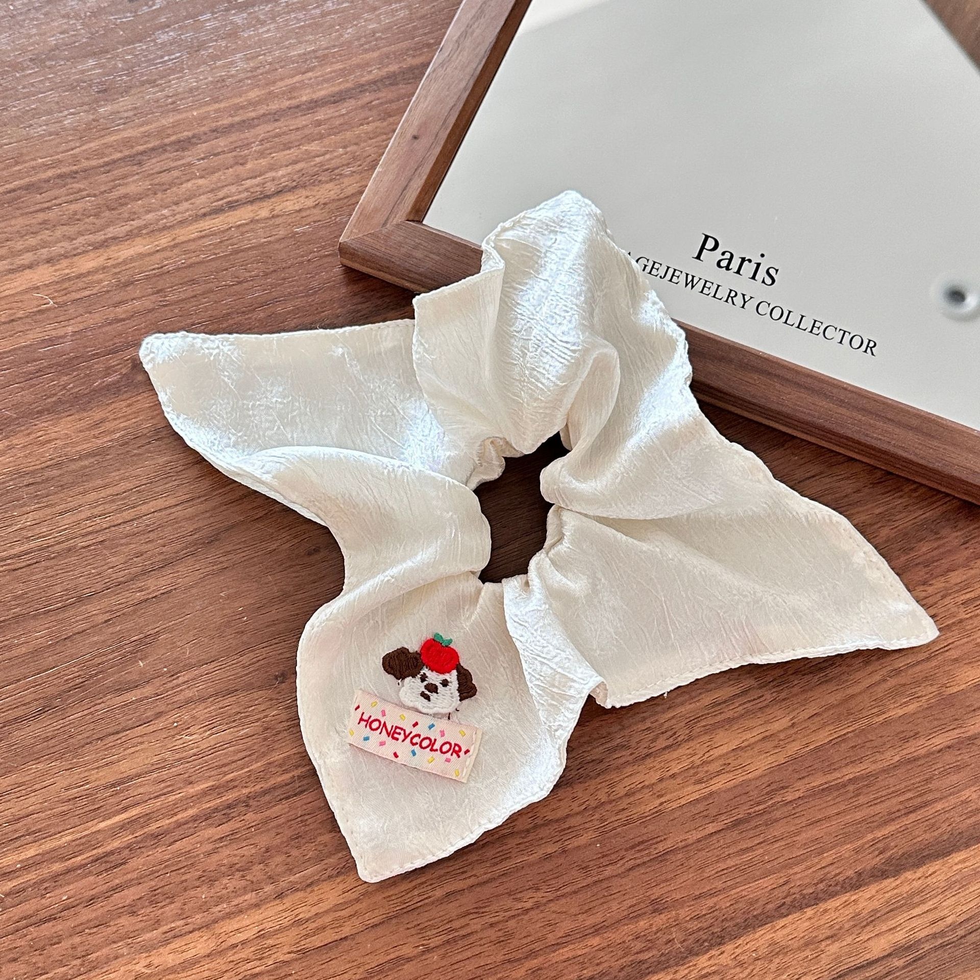 Girls Cloth Scarf Scrunchies Pastoral Fruit Hair Band Rose Red