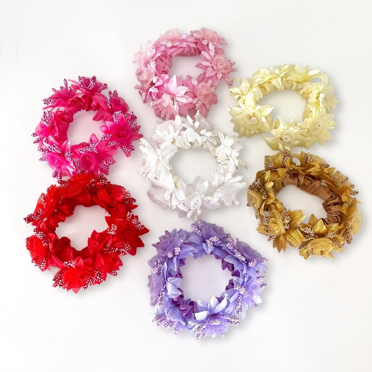 Women's Vintage Rose Cloth Hair Tie For Winter Champagne Floral