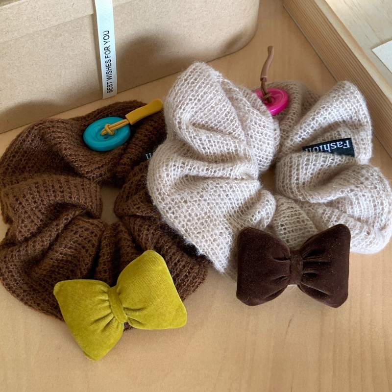 Women's Winter Velvet Bow Tassel Elastic Hair Tie Color Block