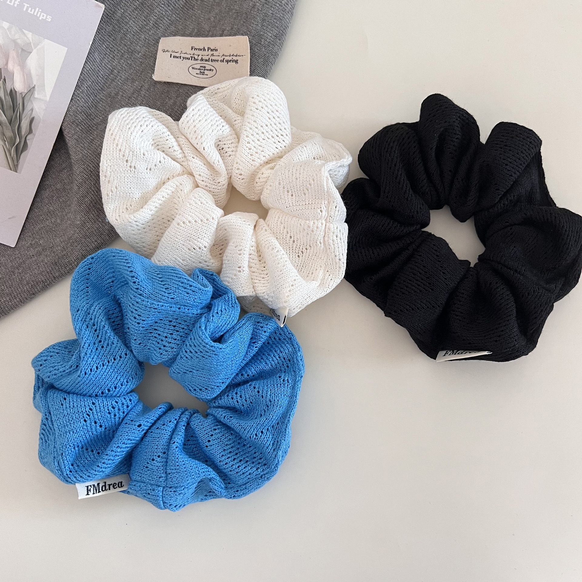 Women's Autumn Knitted Low Bun Hair Bands Daily Puffy Hair Ties Solid Color