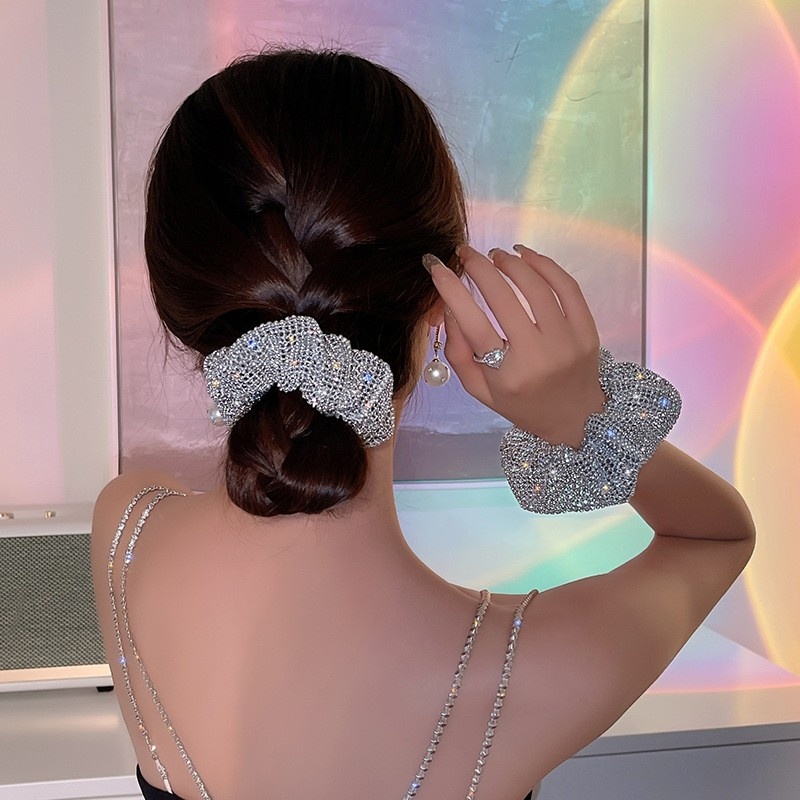 Women's Elegant Shiny Metallic Hair Tie Solid Color for Daily Commute