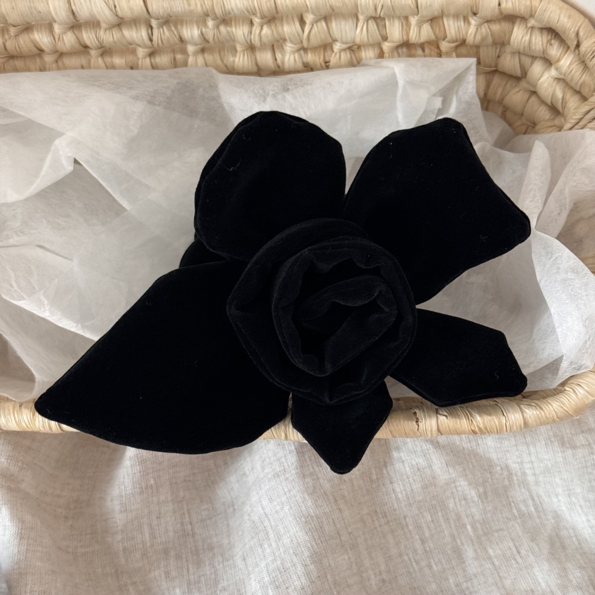 Women's Handmade Velvet Rose Elastic Hair Ties Vintage Fabric Floral Head Ropes