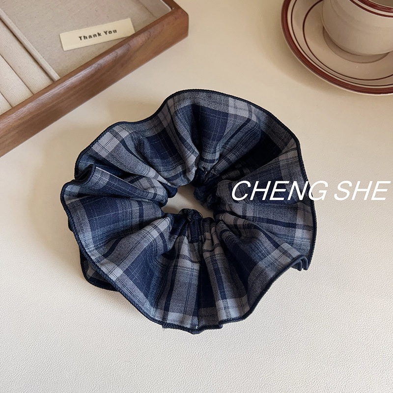 Women's Daily Wear Four Layer Cotton Hair Ties Classic Plaid