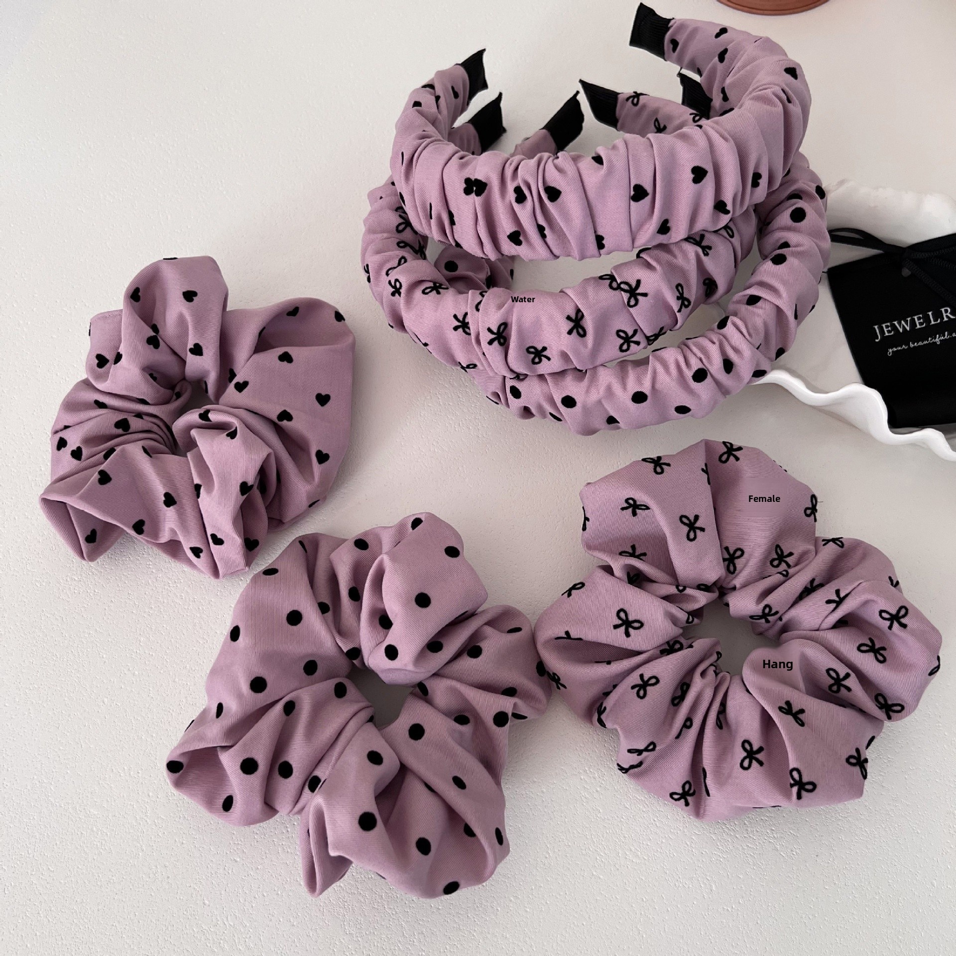 Sweet Pink Polka Dot Heart-Shaped Headband Fabric Hairband Multi-Functional Hair Accessories For Women All Seasons