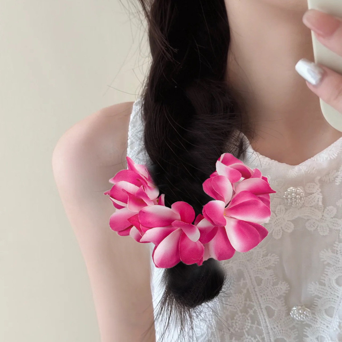 Women's Sweet Vacation Cloth Hair Tie in Elegant Floral Pattern