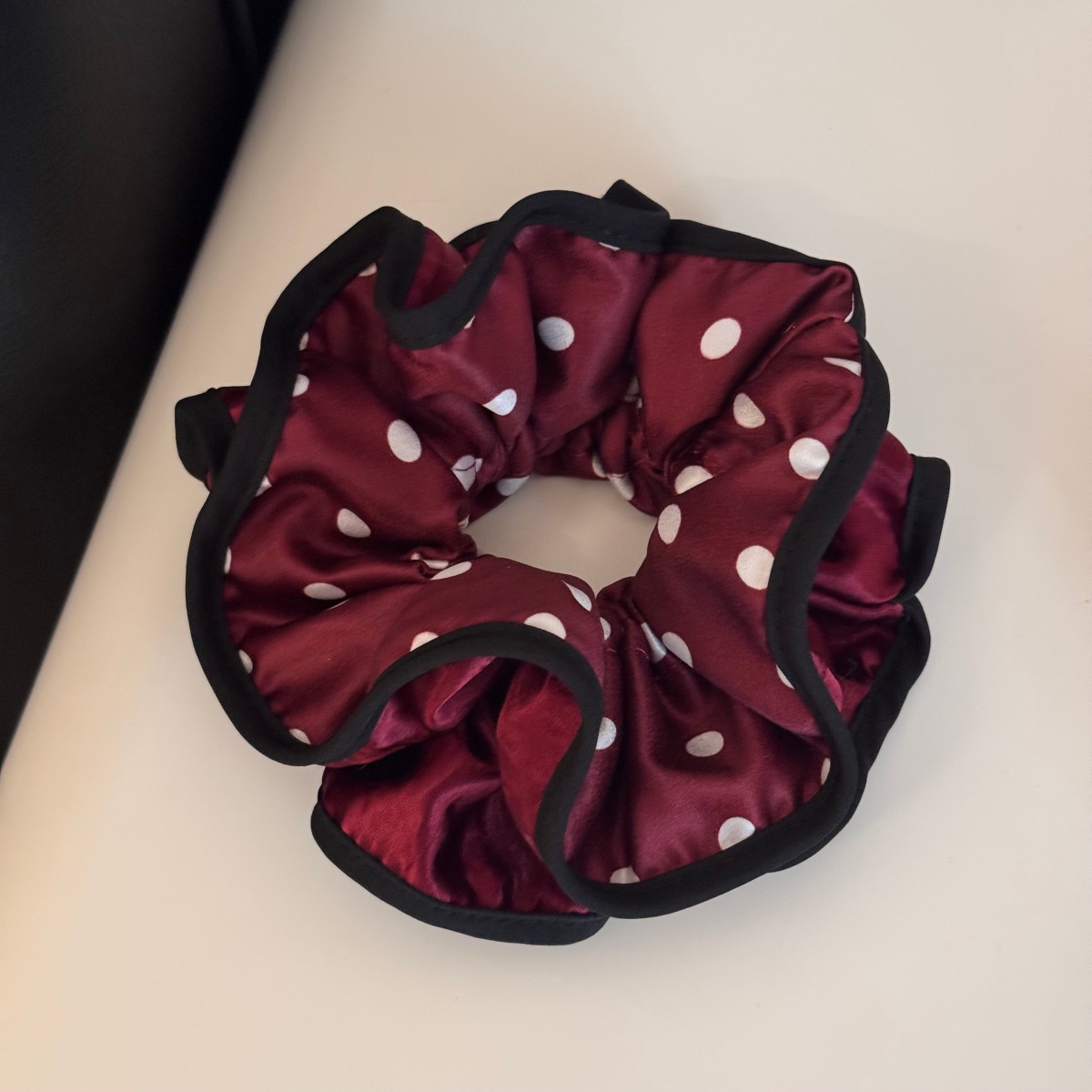 Women's Multifunctional Satin Hair Bun Maker Elastic Tie Red Polka Dots
