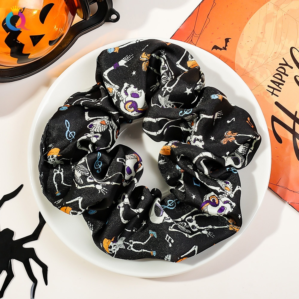 Women's Elastic Halloween Hair Tie Funny Pumpkin Skull Pattern