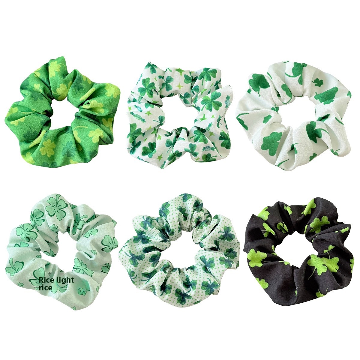 Women's Festival Party Cloth Elastic Hair Tie Green Four Leaf Clover