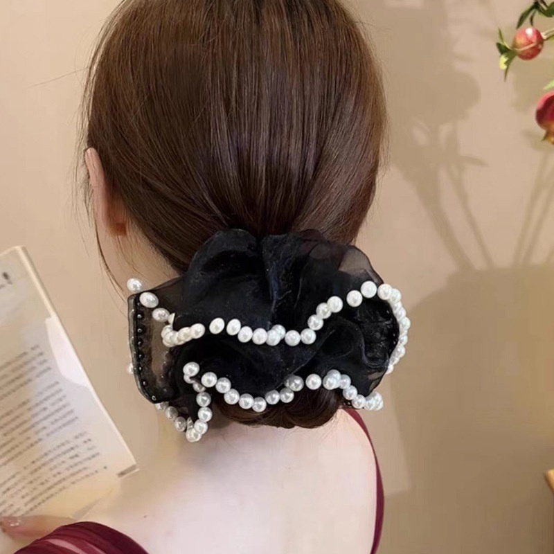 Women's Elegant Large Cloth Scrunchie Banquet Hair Tie Ditsy Floral