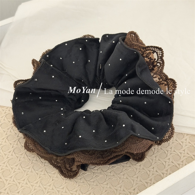 Women's Vintage Double-Sided Fabric Hair Tie For Buns Large Polka Dots