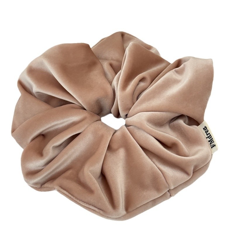 Women's Elegant Velvet Hair Tie For Winter Styling Solid Beige