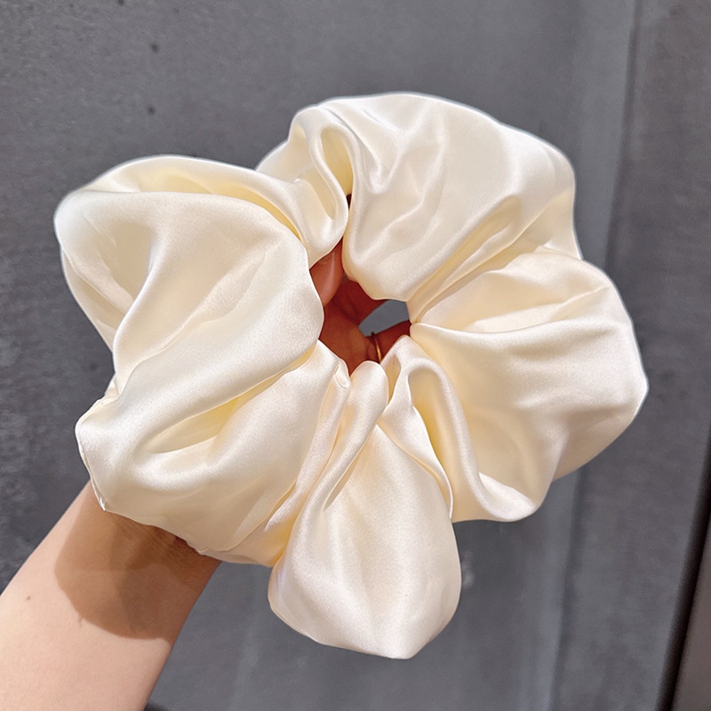 Women's Extra Large Satin Flower Hair Bun Scrunchie Solid Colors