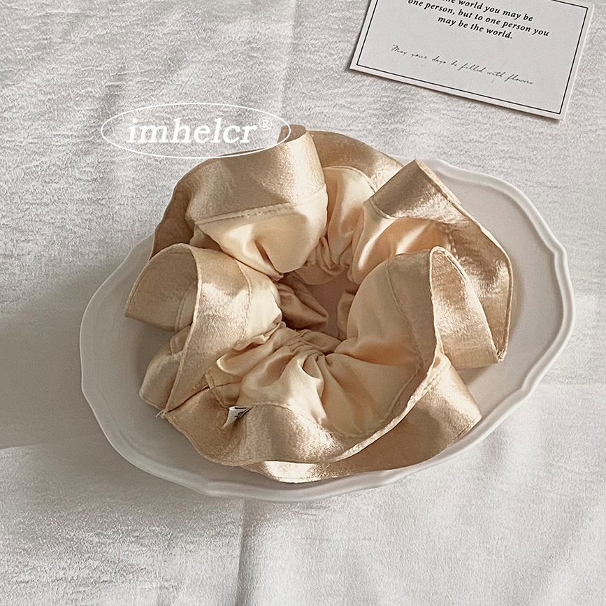 Women's French Style Spring Satin Hair Tie Scrunchie Solid Color