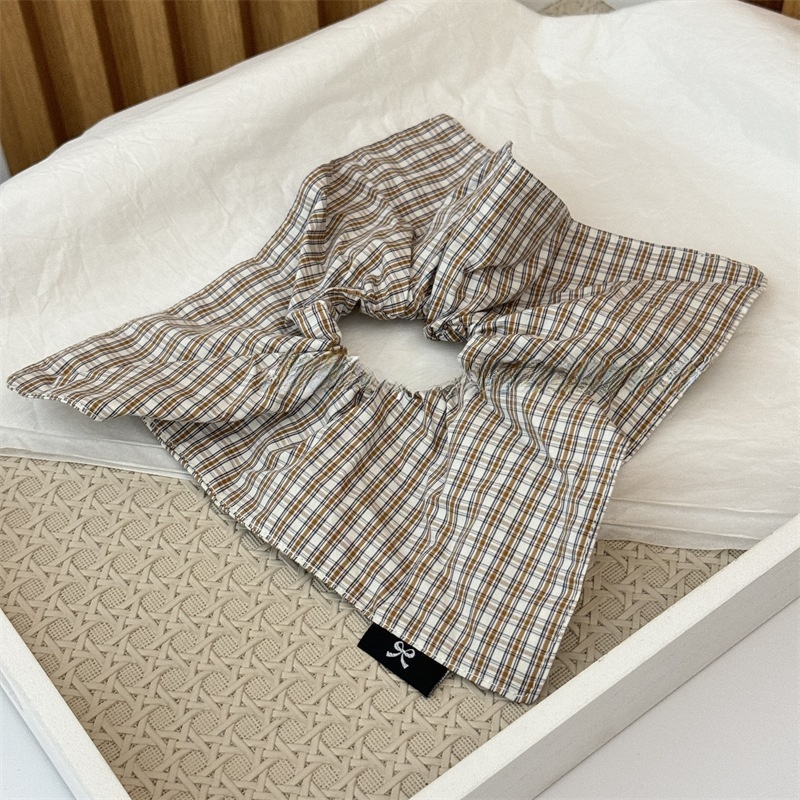 Women's Stylish Cloth Scrunchies Ponytail Holder Checkered Plaid