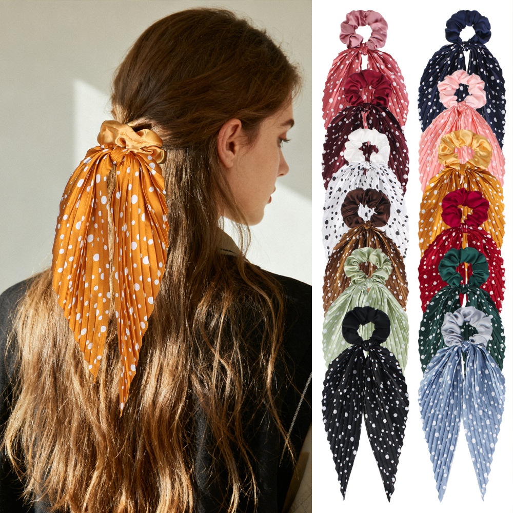 Women's Handmade Cloth Elastic Scrunchie Hair Bun Polka Dots