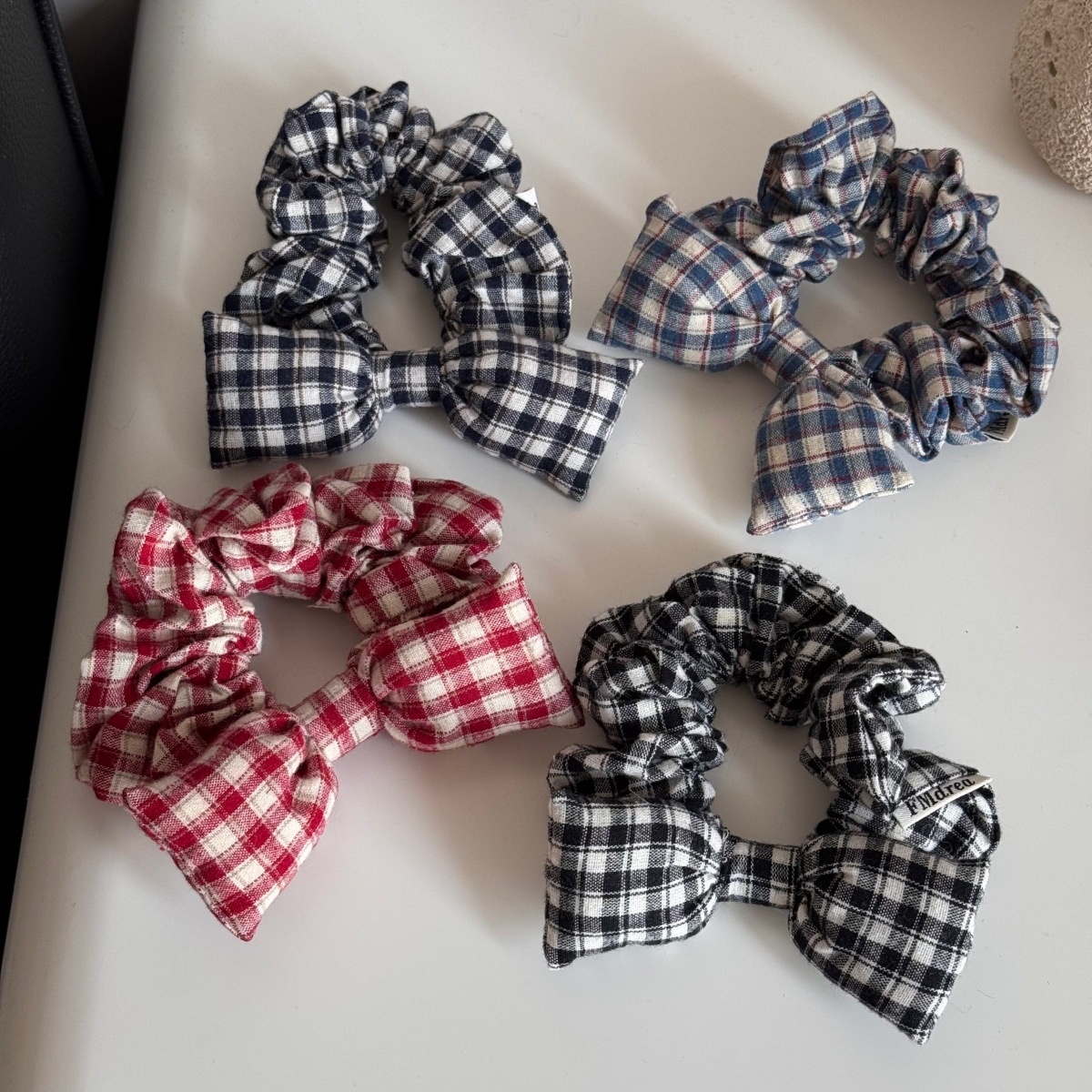 Women's Daily Cotton Bowknot High Elasticity Hair Tie Scrunchie Plaid