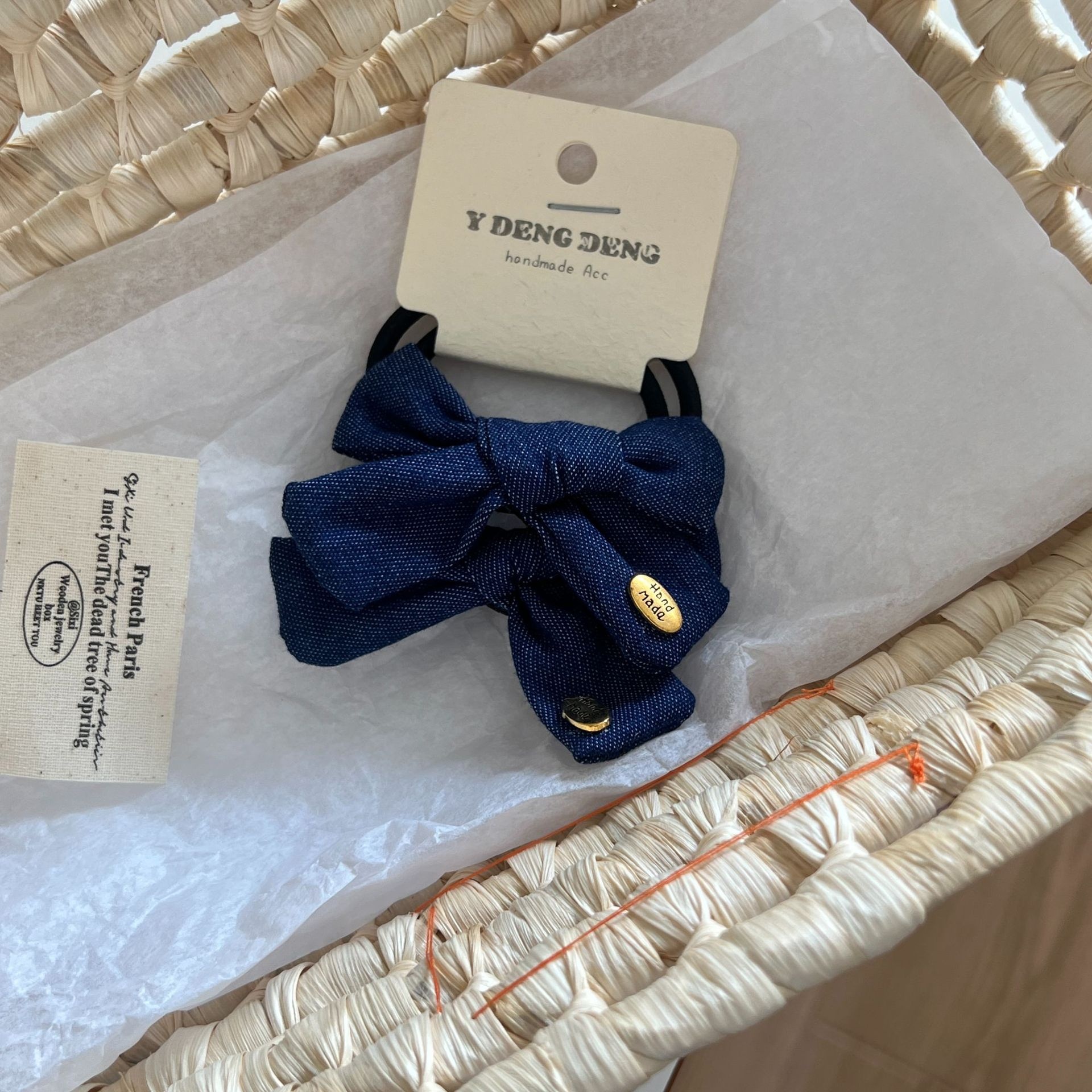 Women Elegant Polka Dot Bowknot Hair Ties Sweet Cloth Ponytail Bands