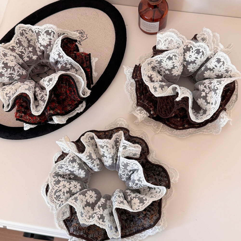 Women's All Season Cloth Hair Tie Scrunchies Lace Floral Dot Pattern