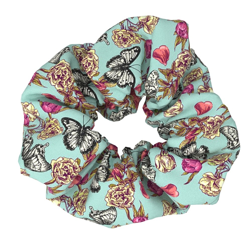 Women's Vintage Cloth Hair Scrunchie Daily Elastic Band Butterfly Print