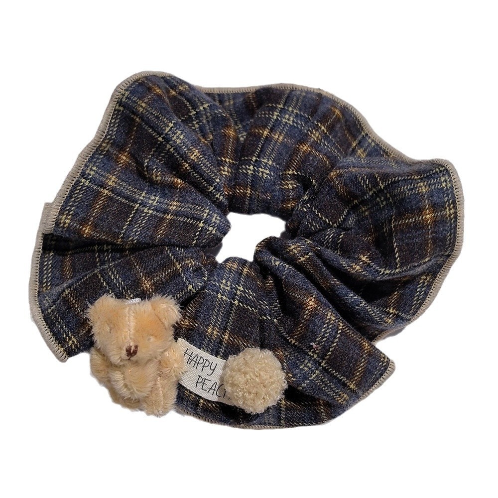 Women's Winter Fluffy Bowknot Hair Accessories Plaid Rabbit Pattern