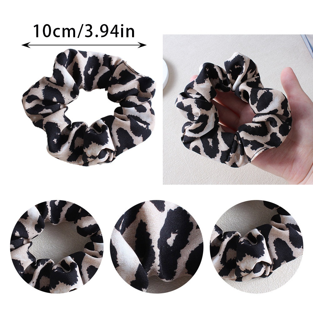 Women's Retro Leopard Print Cloth Hair Tie Beige Autumn Accessory