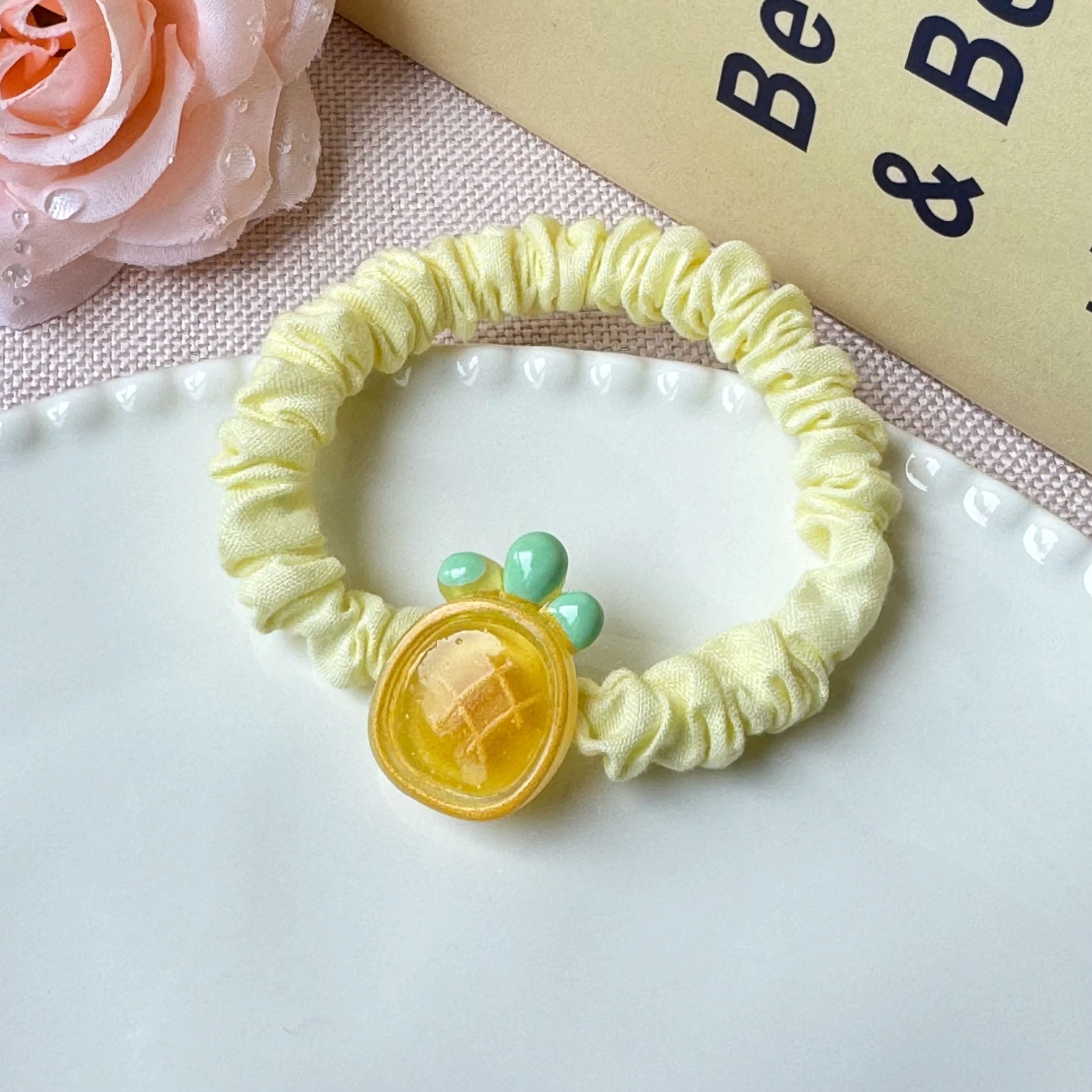 Girls High Elastic Resin Scrunchie Hair Tie Transparent Rose Red Fruit