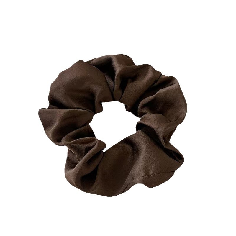 Women's 5pcs Handmade Satin Elastic Hair Scrunchies Autumn Maillard Brown