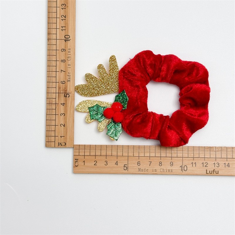 Women's Christmas Velvet Antler Hairband Elastic Bell Flannel Headwear