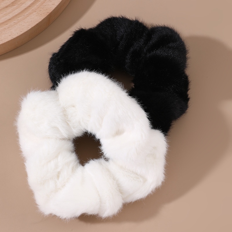 Women's Autumn Winter Velvet Large Scrunchie Hair Tie Solid Color
