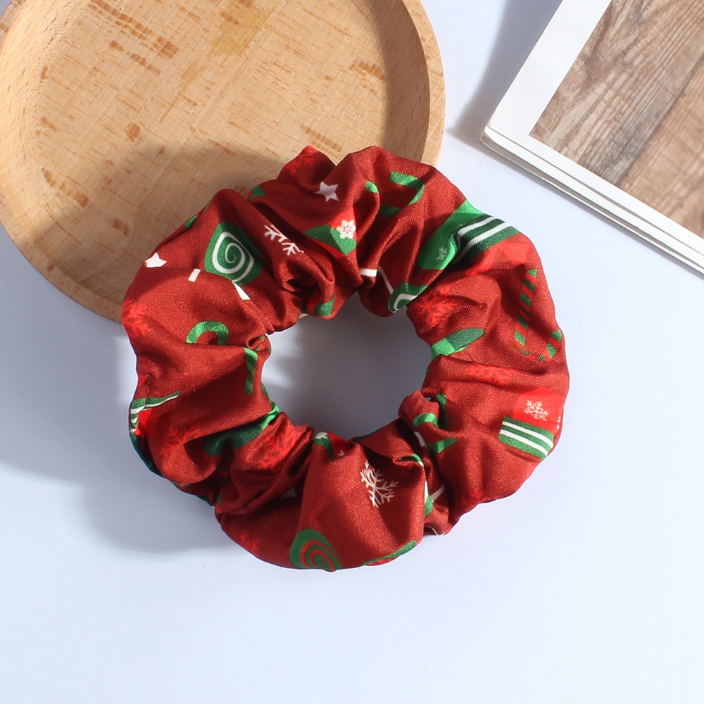 Women's Sweet Christmas Bowknot Elastic Fabric Hair Ties Festive New Model
