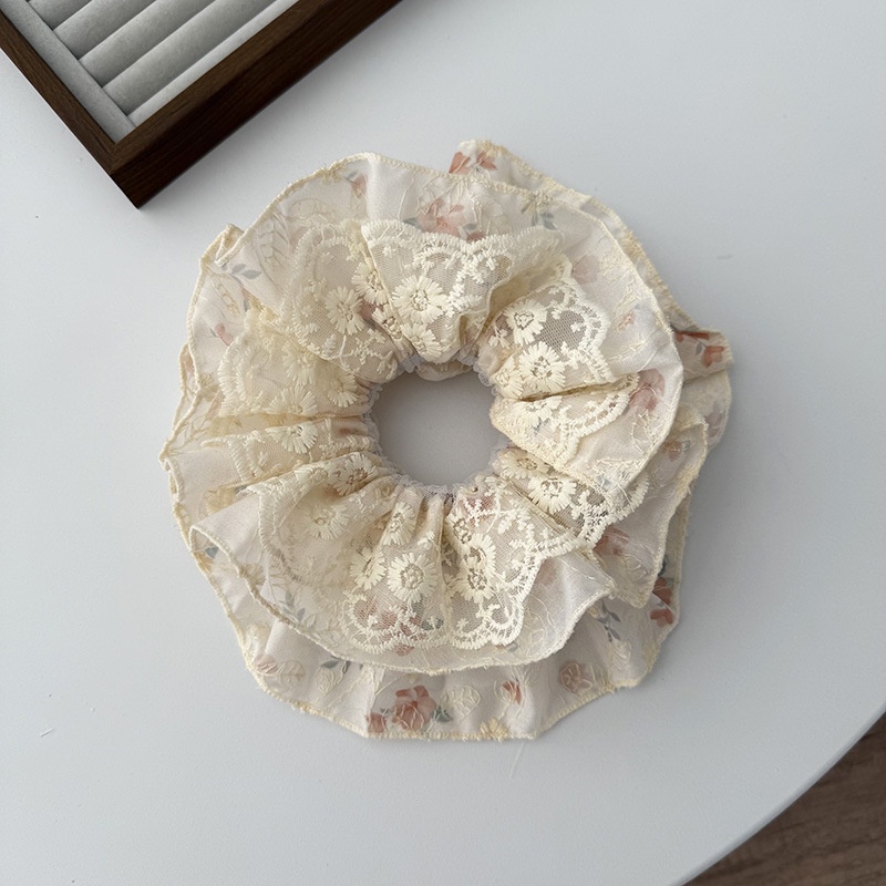 Women's Elegant Rose Lace Hair Tie with Delicate Ditsy Floral Design