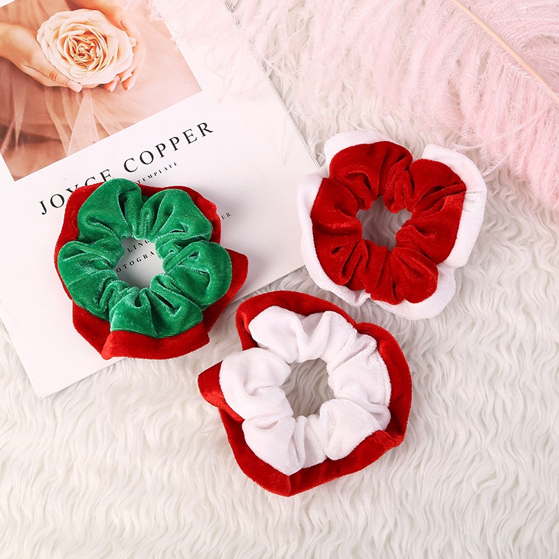 Women's Original Cute Color Block Cloth Hair Tie Festive Christmas Accessory