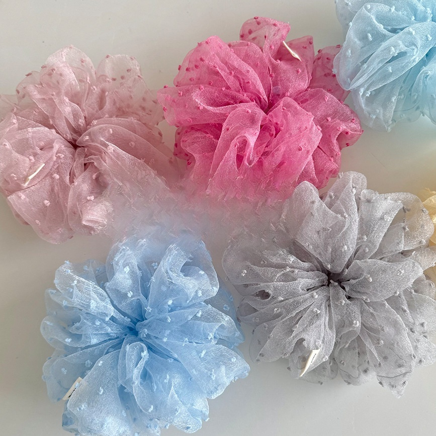 Women's Summer Tulle Bubble Braid Hair Tie Ponytail Holder Polka Dots