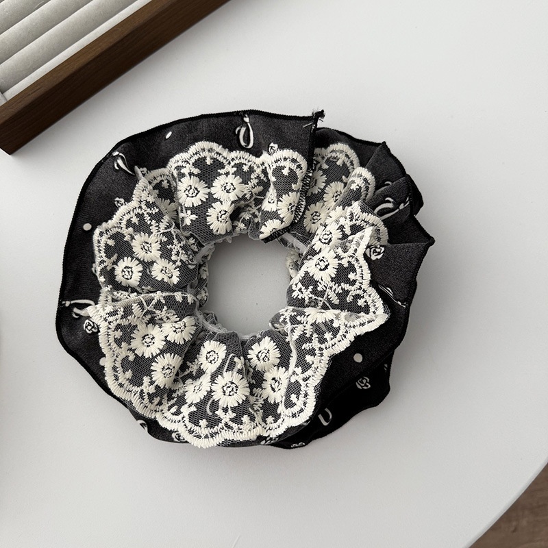 Women's Elegant Rose Lace Hair Tie with Delicate Ditsy Floral Design