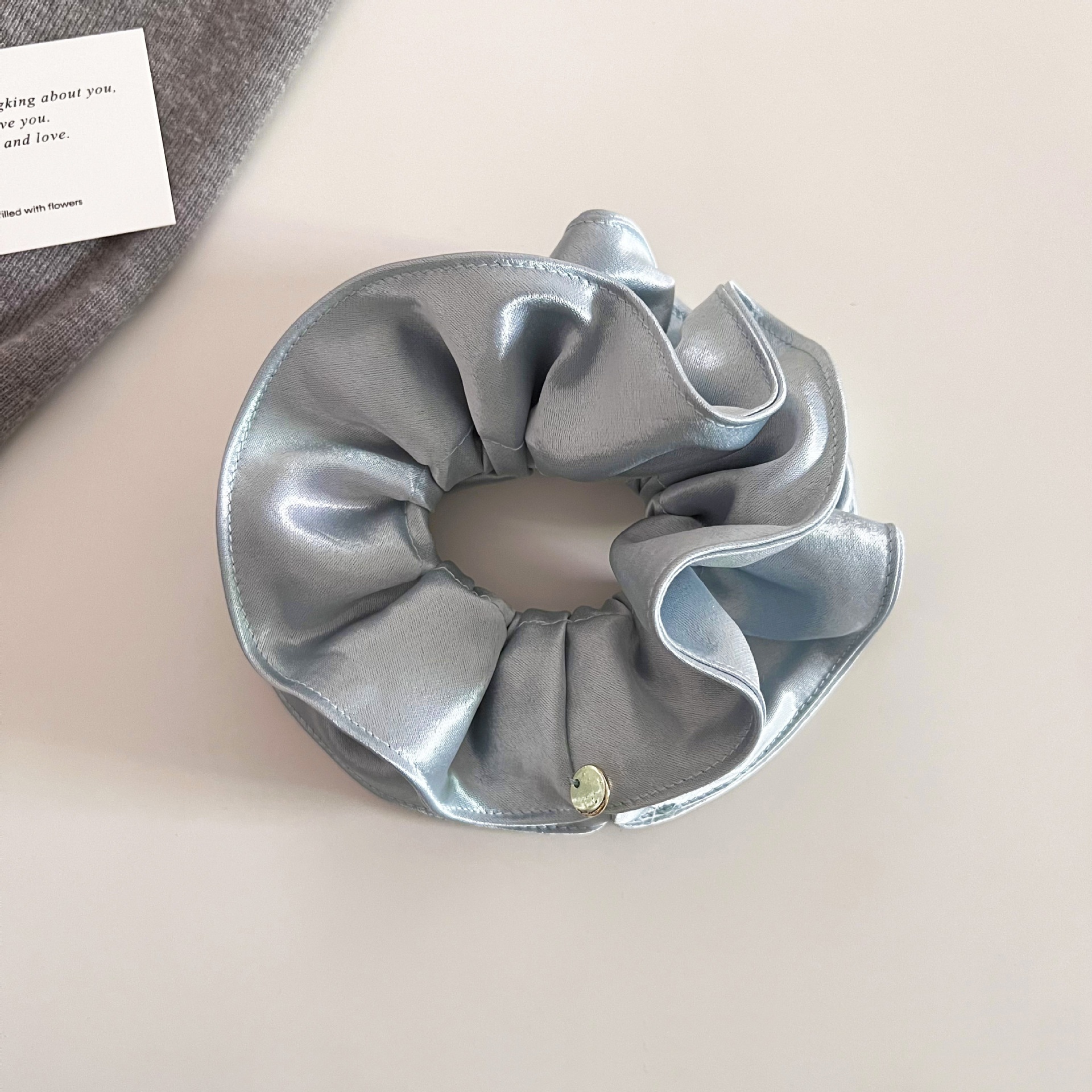 Women's Elegant Double Layer Pleated Satin Large Bow Hair Tie for Low Ponytails