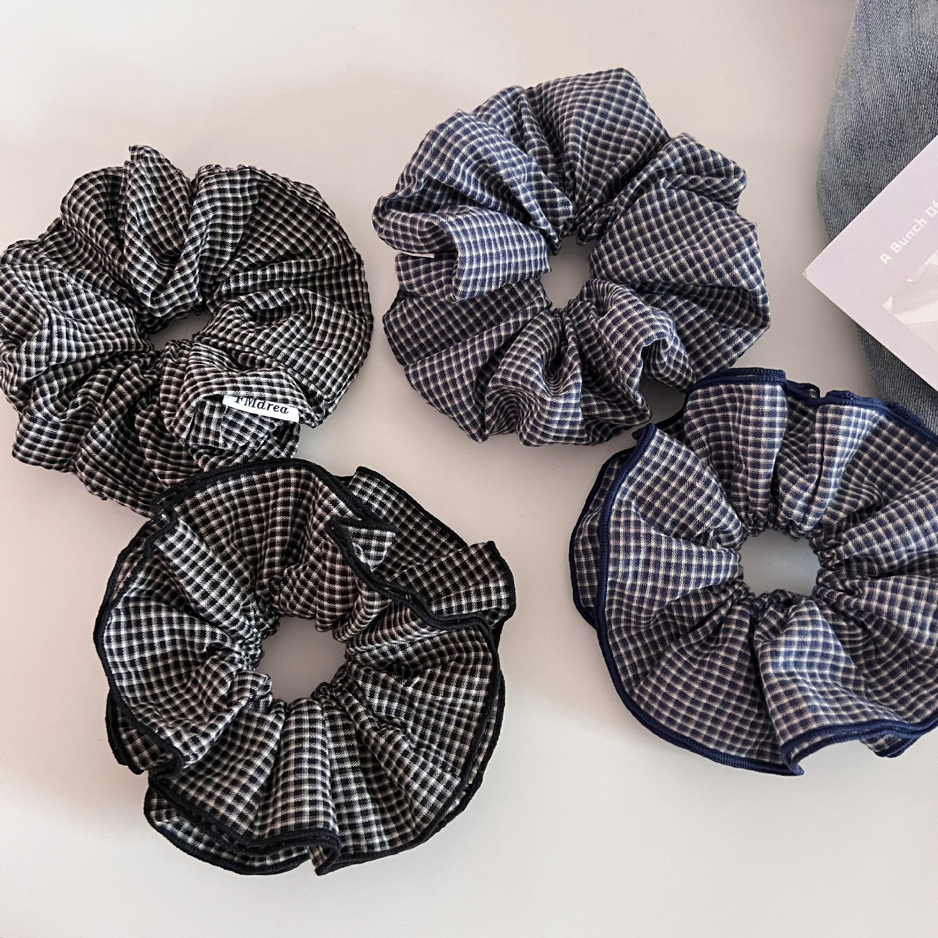 Women's Vintage Plaid Cloth Hair Tie Checkered Scrunchie Fashion Accessory